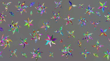 Suluboya tarzında gri renkli çiçekler. Raster illüstrasyonunda çiçek deseni çizimi.