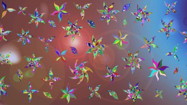 Çiçekli karalama şeklinde Raster çiçek deseni. Kahverengi renkli çiçekler. Yumuşak, yaz çiçekli arka plan.