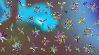 Düz Çiçek Elementleri Tasarımı. Güzel kumaş deseni. Renkli Yaz Temalı eskiz kalıbı. Raster illüstrasyonunda çiçek deseni çizimi.