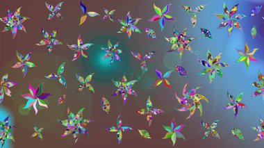 Kahverengi renkli bitkilerden oluşan parlak çiçekli çizim deseni.