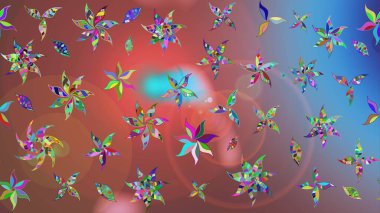 Renkli Bahar Teması eskiz kalıbı. Düz Çiçek Elementleri Tasarımı. Çiçek deseni. Raster çizimi. Güzel kumaş deseni..