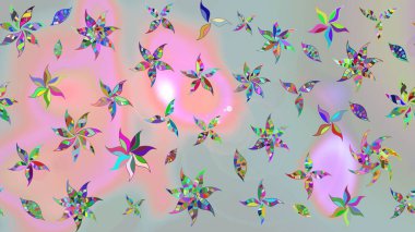 Gri renklerde bahar çiçekleri. Çiçekli karalama şeklinde Raster çiçek deseni. Raster illüstrasyonu.