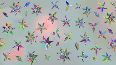 Davetiye ve kartpostal tasarımı için dekoratif çiçek unsurları. Şirin, zarif çiçekler Raster illüstrasyonu. Tekstil için figür. Yapraklı çizim şekli. Poster veya kapak için arkaplan.