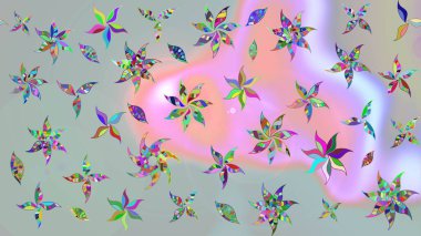 Yumuşak, yaz çiçekli arka plan. Çiçekli karalama şeklinde Raster çiçek deseni. Gri renkli çiçekler.