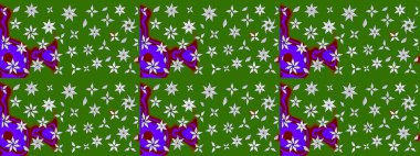 Küçük çiçekli basit bir çiçek çizimi. Yeşil renkte şirin çiçekler. Moda baskısı, albüm, ambalaj kağıdı ve duvar kağıdı için zarif dekoratif süslemeler. Raster illüstrasyonu.