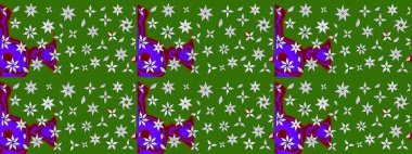 Küçük çiçekli basit bir çiçek çizimi. Yeşil renkte şirin çiçekler. Moda baskısı, albüm, ambalaj kağıdı ve duvar kağıdı için zarif dekoratif süslemeler. Raster illüstrasyonu.