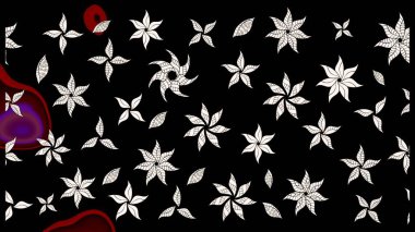 Raster illüstrasyonu. Raster deseni. Nazik, yaz çiçekleri siyah renklerde. Küçük çiçekte sevimli çiçek deseni var..