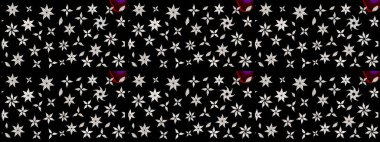 Siyah renkte güzel çiçekler, suluboya desenli, duvar kağıdı, kart ya da kumaş için fayanslı eskizler. Raster..