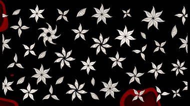 Raster illüstrasyonundaki çiçek desenli çizim. Siyah renkte çiçekler.