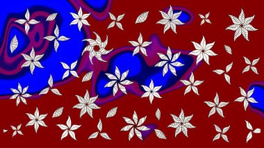 Raster illüstrasyonundaki çiçek desenli çizim. Suluboya tarzında kırmızı renkte çiçekler.