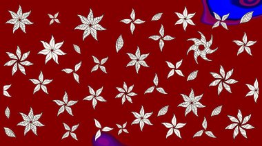 Parlak renkli çiçekli ve kırmızı yapraklı harika bir çiçek deseni. Modern çiçek arkaplanı. Moda baskıları için zarif bir şablon. Halk stili.