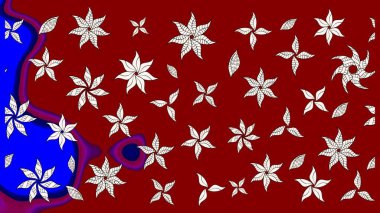 Kırmızı renkte çiçekler. Raster illüstrasyonu. Çiçek desenli eskiz, vuruşlar, sıçramalar, yaz çiçekleri..