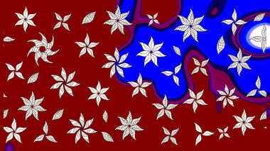 Raster illüstrasyonu. Çiçekli karalama şeklinde Raster çiçek deseni. Kibarca, bahar çiçekleri kırmızı renklerde.