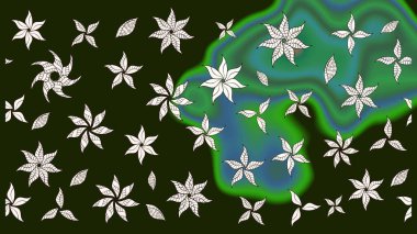 Çiçeksel elementlerle süslenmiş zarif raster dokusu. Gri renkler ve parlak çiçekler üzerine soyut çizim deseni. Küçük çiçekte şirin bir çiçek deseni var..