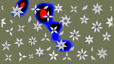 Tropik çiçek desenleri. Yeşil renkli çiçekler. Raster illüstrasyonu.