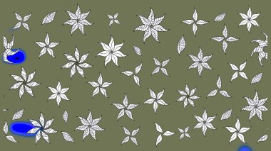 Güzel kumaş deseni. Doodle çiçekler ve dalları, otlar ve çiçekler. Raster Illustration. El çizilmiş.