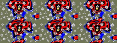 Çiçekli çiçek deseni, suluboya. Düz Çiçek Elementleri Tasarım Raster illüstrasyonu. Yeşil renkli çiçekler. Renkli Bahar Teması Eskiz Şablonu.