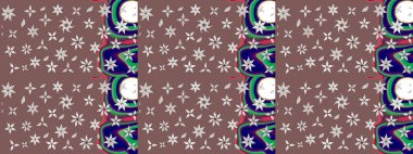 Şirin çiçekler. Çizgi çizimi kalıbı. Raster Moda kumaş deseni.