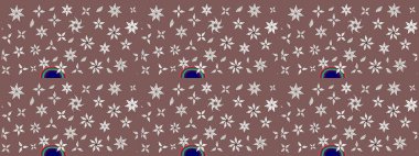 Klasik çiçek tasarımı elementleri. Kahverengi kıvırcık çiçekler kahverengi renklerde şekillenir. Raster illüstrasyonu.