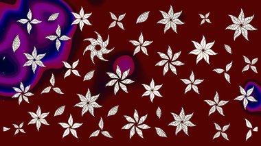 Düz Çiçek Elementleri Tasarımı. Kırmızı renkte çiçekler. Sevimli çiçek raster deseni. Renkli Bahar Teması çizim şablonu.