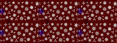 Kırmızı renkte etnik çiçeklerle süslenmiş zarif bir eskiz şekli. Raster Çiçek İllüstrasyonu güzel tekstil..