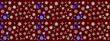 Raster Illustrasyon 'daki Çiçek Deseni' nin son moda çizimi. Güzel kumaş deseni. Renkli Yaz Temalı eskiz kalıbı. Düz Çiçek Elementleri Tasarımı.