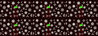 Siyah renkli şirin çiçek deseni. Raster Modaya uygun kumaş deseni. Renkli Bahar Teması eskiz kalıbı. Düz Çiçek Elementleri Tasarımı.