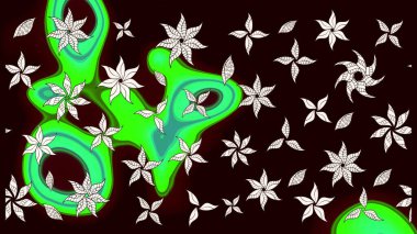 Yumuşak, bahar çiçekli arka plan. Çiçekli karalama şeklinde Raster çiçek deseni. Siyah renkte çiçekler.