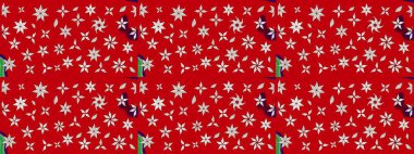 Çiçekli karalama şeklinde Raster çiçek deseni. Yumuşak, bahar çiçekli arka plan. Kırmızı renkte çiçekler.