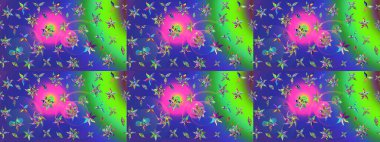 Mavi renkli çiçekler. Kumaş desenli papatya çiçekleri ayrıntıları.