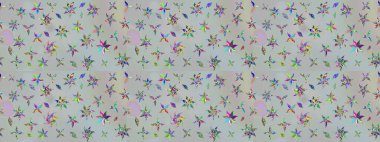 Eskiz arkaplan modeli. Gri üzerine çiçekler. Raster hisseleri. Suluboya, elle çizilmiş.