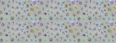 Düz Çiçek Elementleri Tasarımı. Renkli Bahar Teması eskiz kalıbı. Parlak arkaplan eskiz desenli çiçekli fantezi tasarımı.