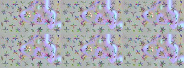 Renkli Bahar Teması eskiz kalıbı. Gri renkli çiçekler. Düz Çiçek Elementleri Tasarımı. Raster illüstrasyonunda çiçek deseni çizimi.