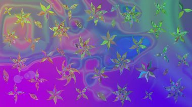 Raster illüstrasyonu. Raster illüstrasyonu. Mor renkli çiçekler. Çiçek desenli çizim. Asya tekstil tarzında.