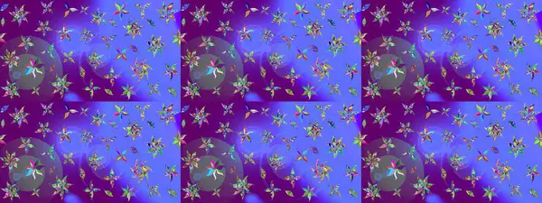 Modern çiçek arkaplanı. Moda baskıları için zarif bir şablon. Parlak renkli çiçekleri ve mor renkli yaprakları olan harika bir çiçek deseni. Halk stili.