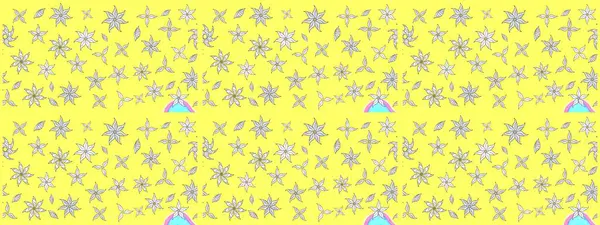 Raster çiçek izi. Çiçek sarısı çizim şekli. Raster Yumuşak kumaş deseni. Klasik taslak çizimi.