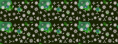 Raster illüstrasyonu. Raster illüstrasyonu. Asya tekstil tarzında. Çiçek desenli çizim. Gri renkli çiçekler.