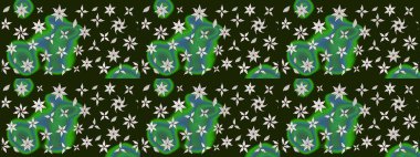 Raster illüstrasyonu. Gri renkli çiçekler. Çizim çiçek deseni duvar kağıdı için kullanılabilir.