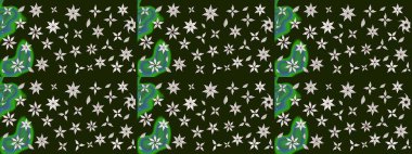 Raster illüstrasyonu. Düz Çiçek Elementleri Tasarımı. Çiçek desenli çizim. Gri renkli çiçekler. Renkli Bahar Teması eskiz kalıbı. Asya tekstil tarzında.