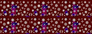 Kırmızı renkte çiçekler. Kumaş desenli papatya çiçekleri ayrıntıları.