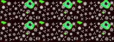 Raster illüstrasyonundaki çiçek desenli çizim. Siyah renkte çiçekler.