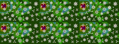 Sevgililer günü ve tebrik kartı konsepti için şık bir davetiye. Yeşil renkte manzaralı çiçek deseni. Üst manzara, yumuşak stil. Çiçek kompozisyonu, el boyası, hassas şablon..