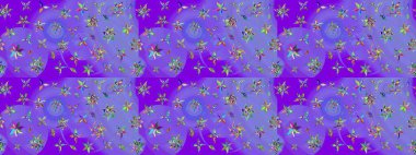 Raster illüstrasyonundaki çiçek desenli çizim. Renkli Yaz Temalı eskiz kalıbı. Düz Çiçek Elementleri Tasarımı. Mor renkte çiçekler.