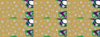 Modaya uygun kumaş deseni. Sevimli çiçek raster deseni. Düz Çiçek Elementleri Tasarımı. Renkli Yaz Teması çizim şablonu.