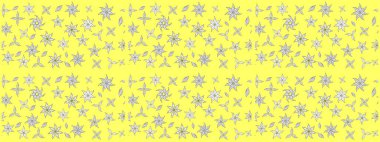 Renkli Yaz Temalı eskiz kalıbı. Düz Çiçek Elementleri Tasarımı. Sarı renkli çiçekler. Raster illüstrasyonunda çiçek deseni çizimi.