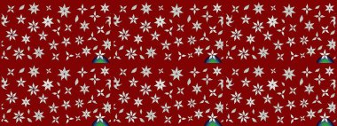 3D çiçekler, eskiz. Kırmızı renklerde. Raster illüstrasyonu.