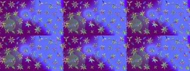 Suluboya çizim kalıbı. Çiçek izi. Suluboya tarzında mor renkte çiçekler.