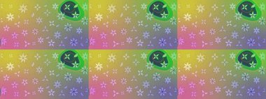 Raster deseni. Ağaç dallı bahar çiçekleri, çiçek siluetiyle nötr renkler.