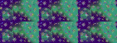 Renkli Bahar Teması eskiz kalıbı. Raster illüstrasyonu. Chichi 'nin kumaş kalıbını çiz. Düz Çiçek Elementleri Tasarımı. Çiçek deseni.