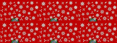 Hediye ambalaj kağıdı, tebrik kartları, posterler ve pankart tasarımı. Raster düz çiçek çizim deseni. Kırmızı renkte çiçekler.